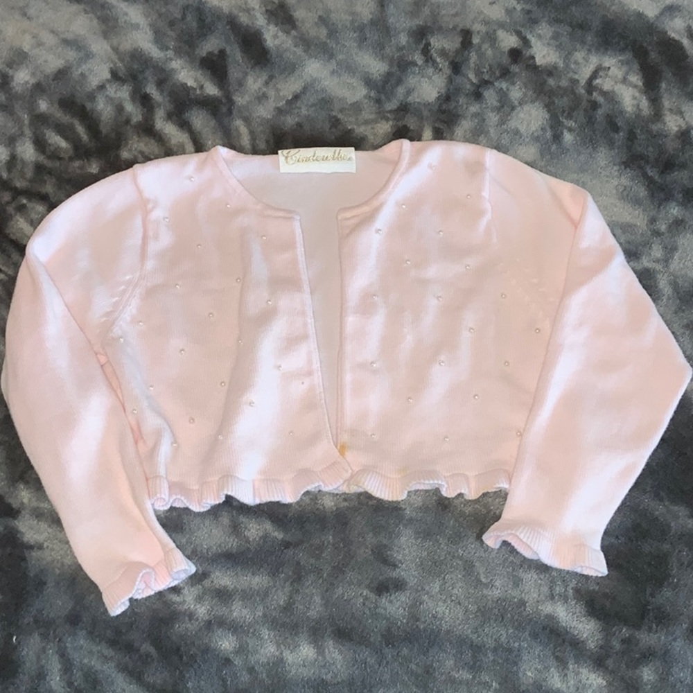 Baby Pink Cropped Cardigan with tiny Pearl beading